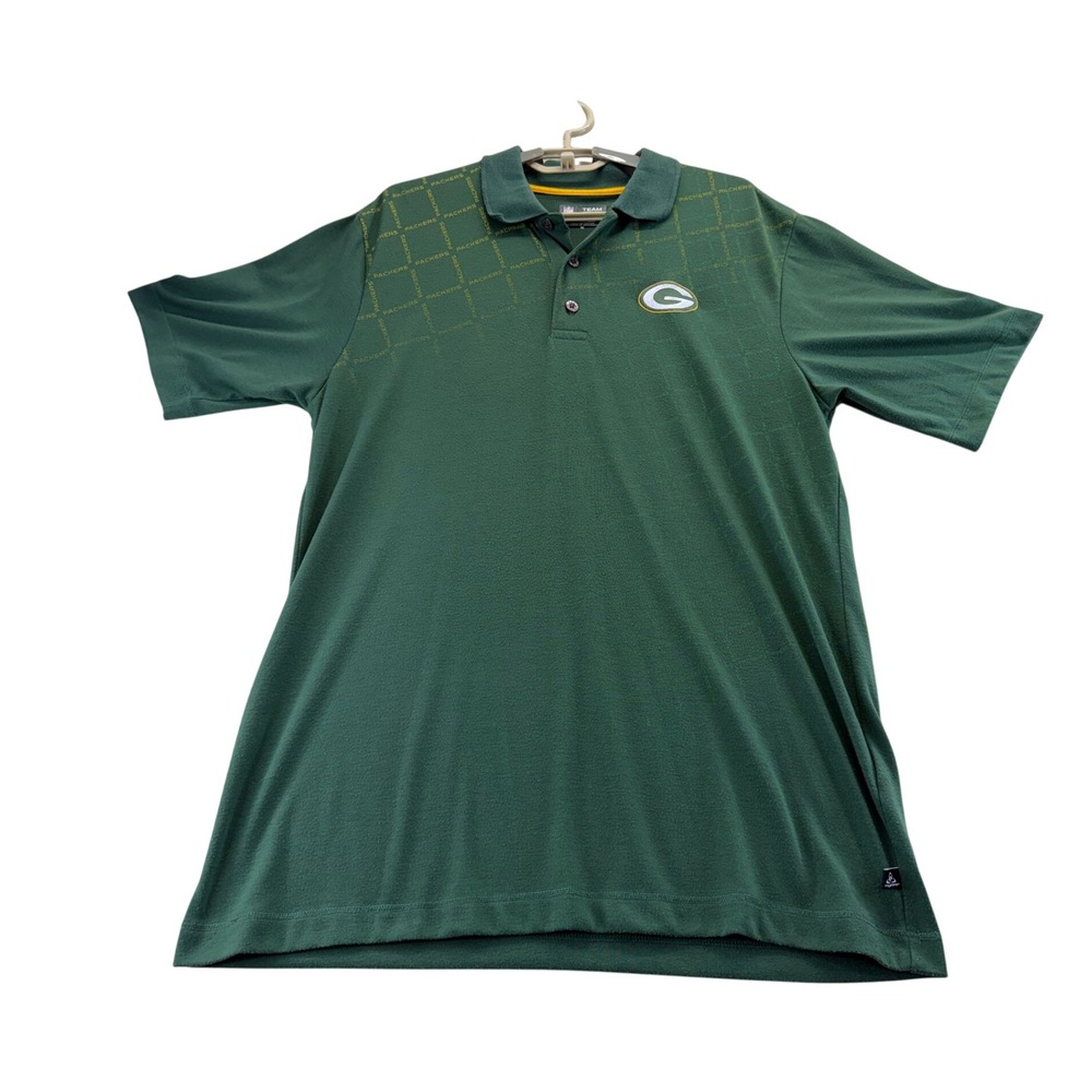 NFL Polo Shirt Mens M Green Packers Team Apparel Short Sleeve Embroidered Logo